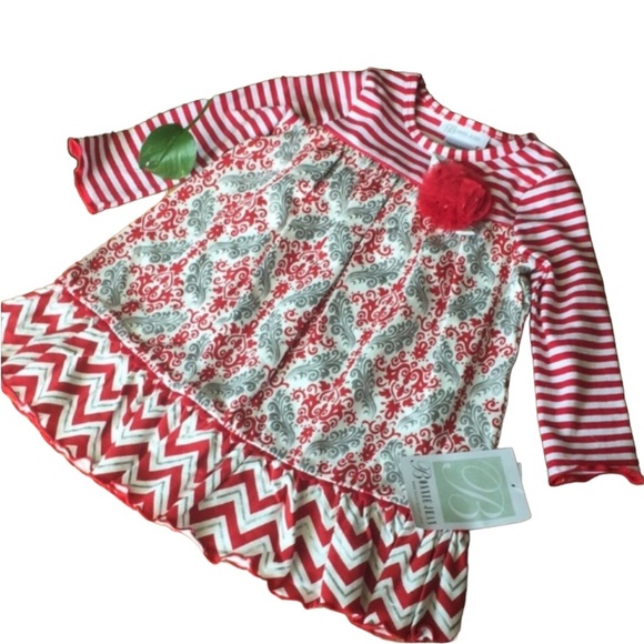 Bonnie Jean Red And White Stripes Christmas Dress - Picture 7 of 12